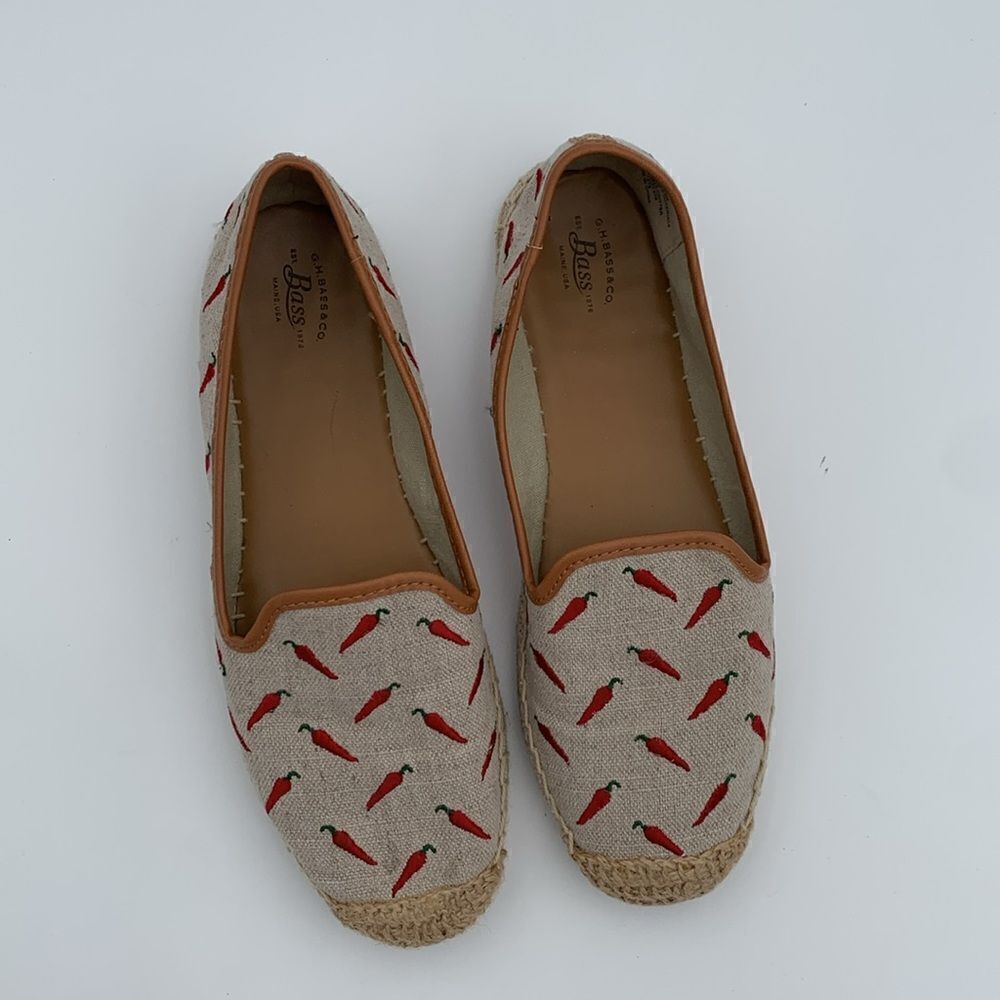 GH Bass Co chili pepper embroidered slip on espadrilles flats size 8.5 - Picture 4 of 11
